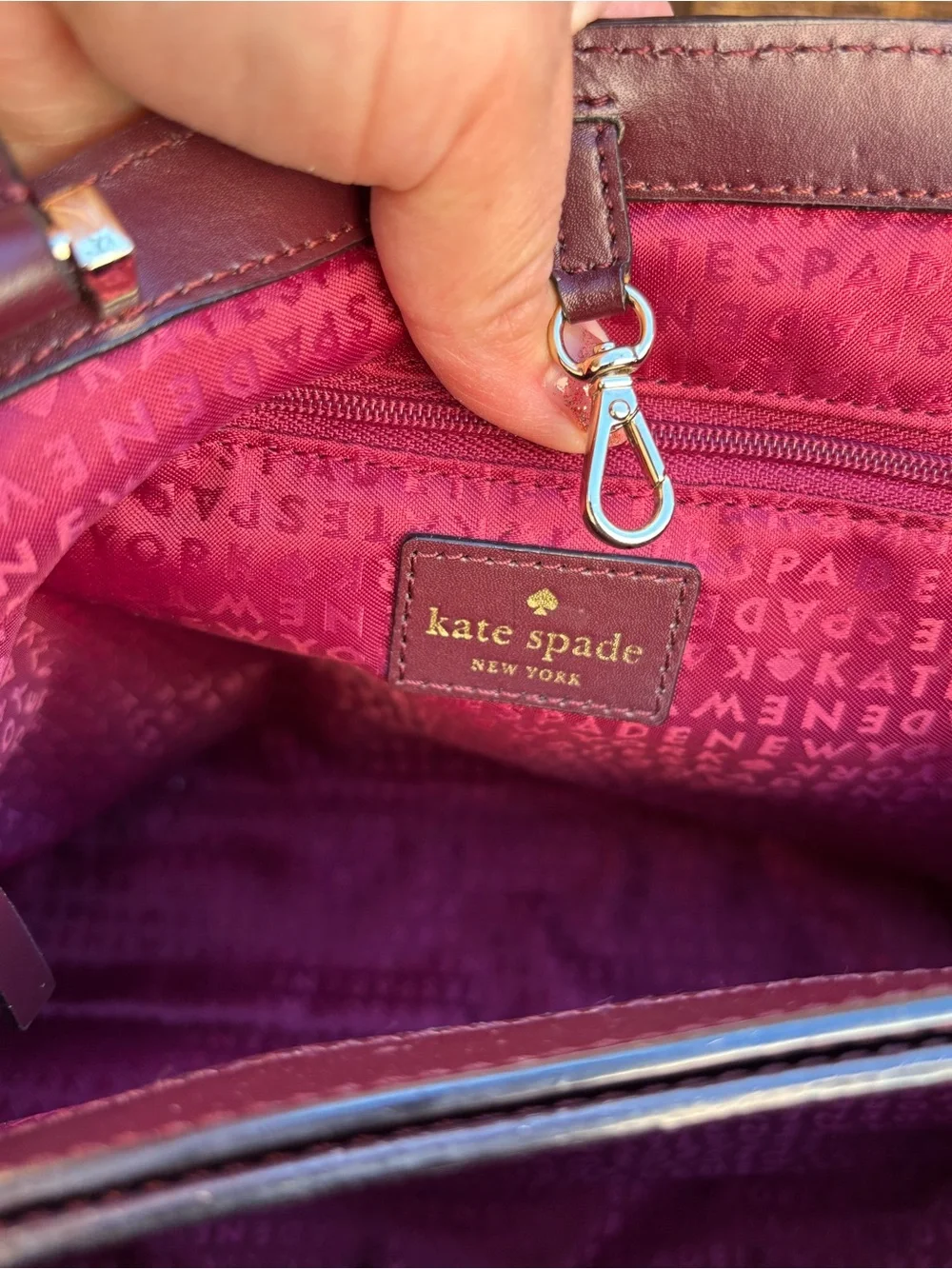 Kate Spade Red Plum Bordeaux Mira Street Keran Calf Hair Leather Purse